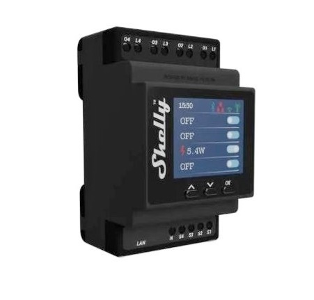Shelly Pro 4PM LAN und WiFi-DIN-Rail Switch